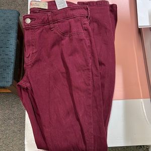 Hollister super skinny burgundy jeans